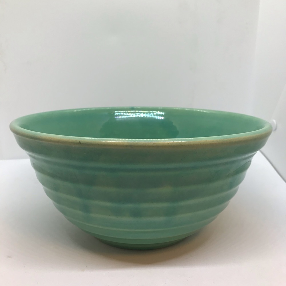 Vintage California Bauer Pottery Jade Green Mixing Bowl, #12